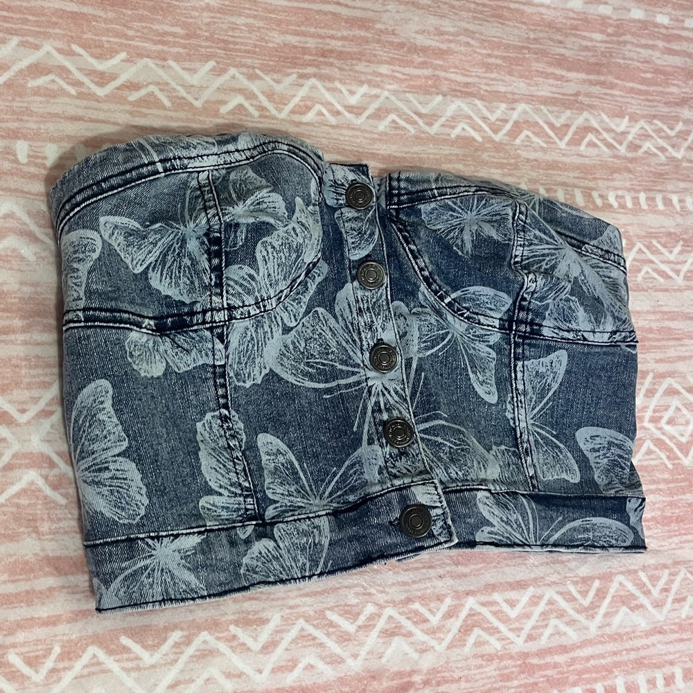 Forever 21 Blue Denim Butterfly Bustier